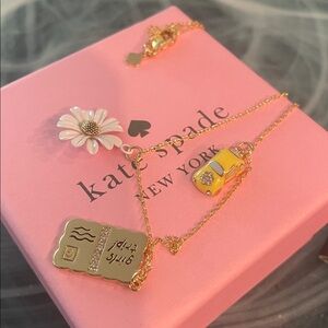 Kate Spade Gold and Pink Charm Necklace